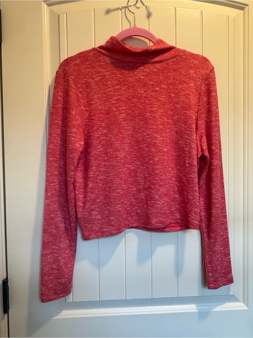Women's Long-Sleeve Red Marled Pullover sweater
